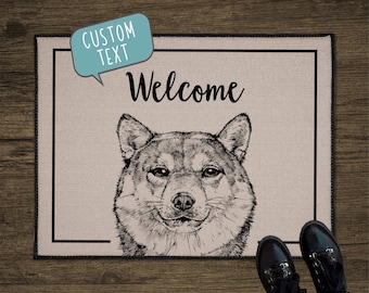 Shiba Inu Door Mat, Shiba Dog Custom Front Doormat, Personalized Welcome Mat, Large Floor Mat, Realtor Gift for Clients, Closing Gift