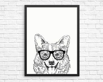 Corgi Wall Art, Corgi Print, Corgi Dog Decor, Dog Prints, Sign, Pet Dog Nursery Decor, Poster, Kids Room Decor for Boy Girl