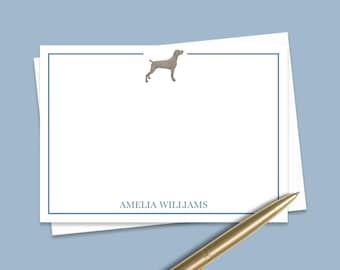 Custom Weimaraner Note Cards, Personalized Dog Notecard Set, Stationery Set, Cute Weimaraner Thank You Flat Note Card Set with Envelope