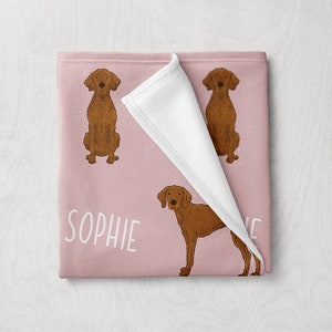 Vizsla Blanket, Custom Name Dog Blanket, Personalized Baby Blanket, Custom Pet Blanket, Dog Themed Gifts, Baby Girl Boy Blanket
