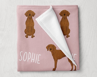 Vizsla Blanket, Custom Name Dog Blanket, Personalized Baby Blanket, Custom Pet Blanket, Dog Themed Gifts, Baby Girl Boy Blanket