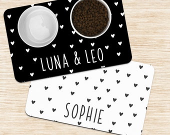 Custom Dog Mat, Minimalist Heart Personalized Pet Placemat, Custom Name Cat Bowl Dog Food Bowl Mat, Dog Cat Feeding Mat, New Puppy Gift
