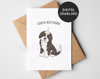 PRINTABLE Sheepadoodle Birthday Card, Sheeppoo Doodle Happy Birthday Card from dog, Dog Mom Dog Dad Birthday Cards, Sheepdoodle mom gift
