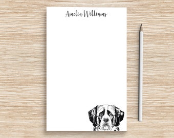 Saint Bernard Notepad, Personalized Dog Notepad, Custom Dog Stationery, Teacher Coworker Veterinarian Graduation Gift, St. Bernard Mom Gifts