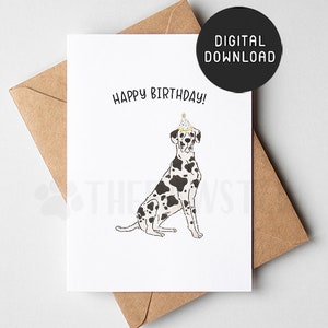 DRUCKBARE Dogge Geburtstagskarte, alles Gute zum Geburtstagskarte vom Hund, Hund Mama Hund Papa Geburtstagskarten vom Hund, Harlekin Dogge Mama Geschenk