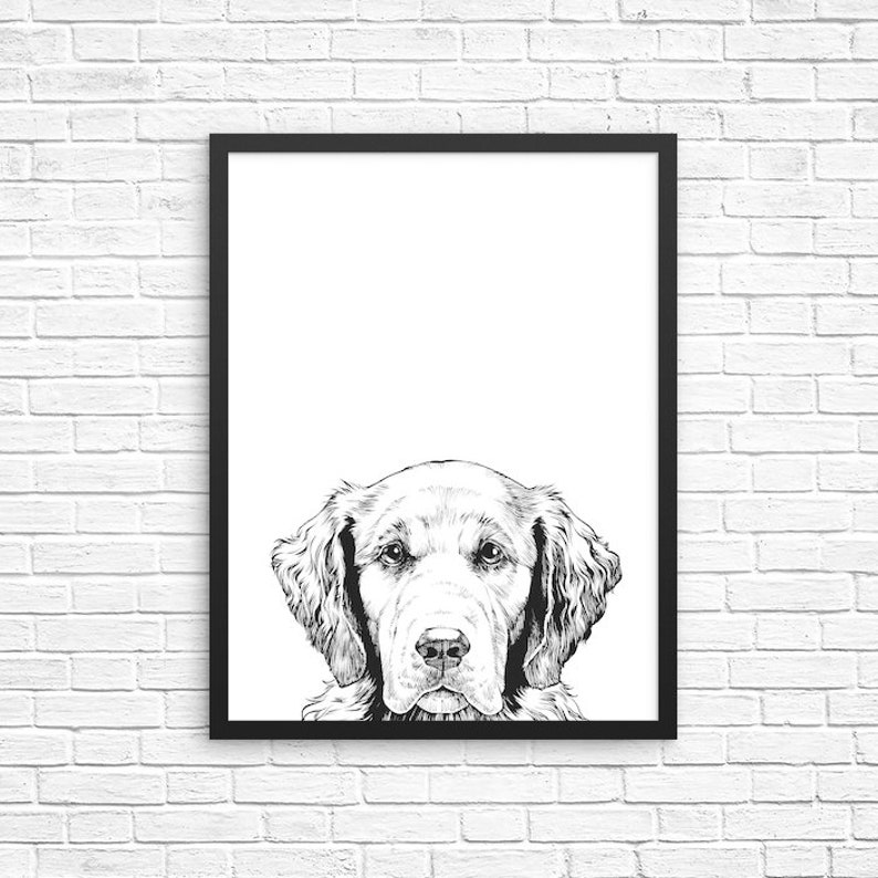 Golden Retriever Wall Art Dog Portrait Print Farmhouse Sign Etsy