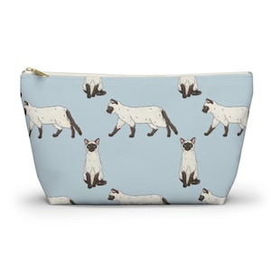 Siamese Cat Pouch, Pencil Case, Cat Custom Teacher Pencil Pouch, Bridesmaid Cosmetic Bag, Cat Mom Zipper Makeup Bag, Accessory Pouch