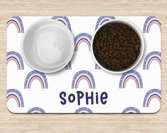 Personalized Pet Placemat, Rainbow Dog mat, Custom Pet Food Mats, Dog water bowl mat, Pet Bowl Mats, Cat Feeding Mat, New Puppy Gift