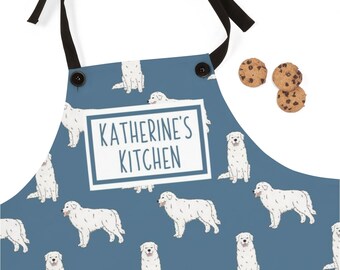 Custom Dog Apron, Great Pyrenees PYR Pyrenean Mountain Dog Personalized Cooking Apron For Women, Men, Kitchen Chef Gifts, Hostess Gift Ideas