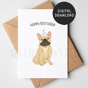 DRUCKBARE französische Bulldogge Geburtstagskarte, alles Gute zum Geburtstagskarte vom Hund, Hund Mama Hund Papa Geburtstagskarten vom Hund, Rehkitz Frenchie Mama Geschenk