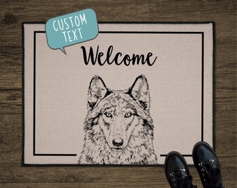 Wolf Door Mat, Animal Custom Front Doormat, Personalized Welcome Mat, Floor Mat, Realtor Gift for Clients, Closing Gift, Wolf Home Decor