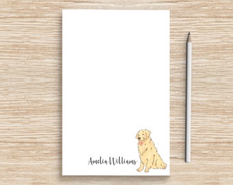 Golden Retriever Notepad, Personalized Dog Notepad, Custom Dog Stationery, Coworker Veterinarian Graduation Gift, Teacher, Golden Mom Gifts