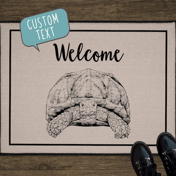 Sulcata Tortoise Door Mat, Tortoise Custom Front Doormat, Personalized Welcome Mat, Large Floor Mat, Realtor Gift for Client