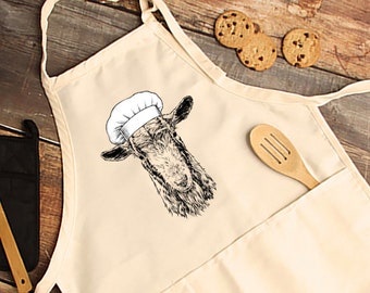 Goat Apron, Goat Mom Aprons with pockets, Farm Animal Cooking Baking Apron For Women, Men, Kitchen Chef Gifts, Farmhouse Kitchen Gift