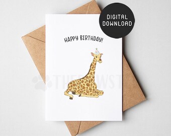 Majestic Giraffe Birthday Card - Unique Animal Lover Greeting Card Made In UK With Brown Envelope