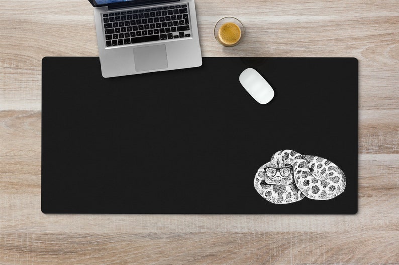 Hognose Snake Desk Mat, Reptile Animal Mom Mousepad, Large Black Desk Pad, Mouse Pad, Keyboard Wrist Rest, Snake Dad Office Desk Decor Gift image 1