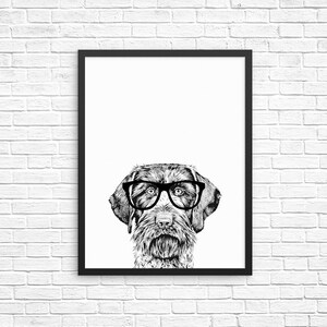 German Wirehaired Pointer Wall Art, GWP Dog Portrait Print, Farmhouse Sign, Wall Decor, Pet Dog Nursery Decor, Poster, Boy Kids Room Decor