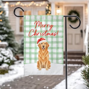 Golden Retriever Garden Flag, Dog Christmas Flags, Xmas Decor, Gifts
