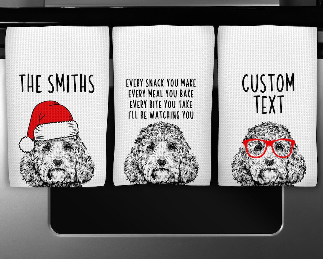 Cockapoo Kitchen Towel, Christmas Tea Towel, Funny Maltipoo Dog Hand ...