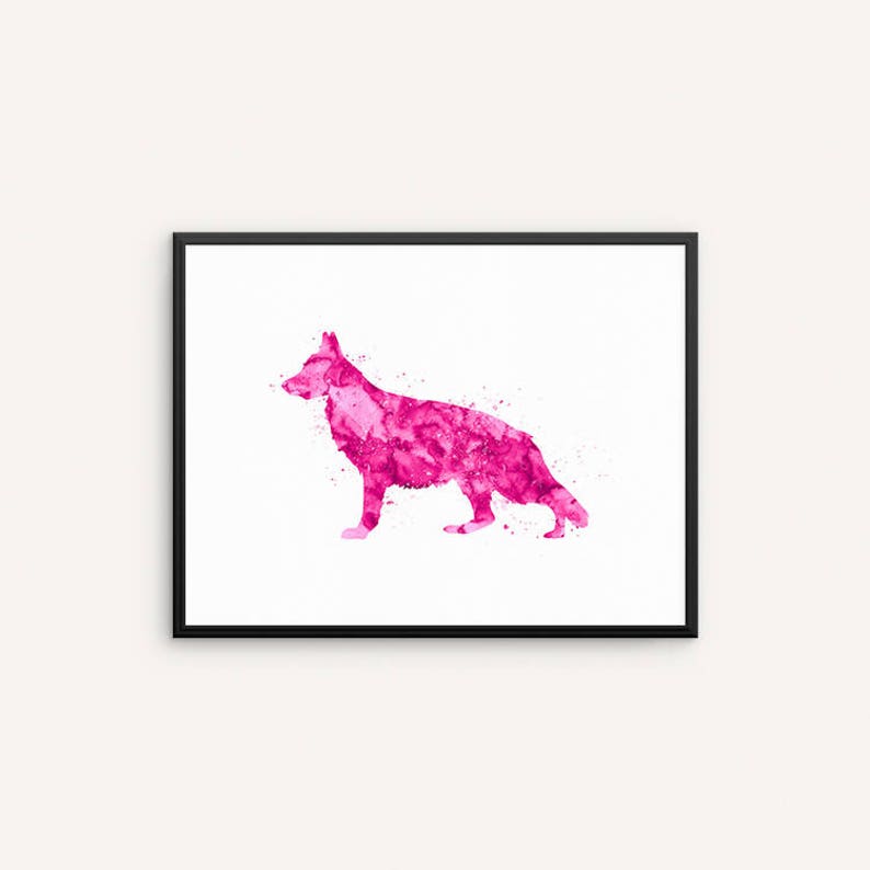 GSD Art Personalized Wall Decor Custom Name Housewarming Gift German Shepherd Watercolor Print Dog Home Decor Watercolor Dog Wall Art