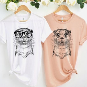 Otter Shirt, Nerdy Glasses Otter Tee T-Shirt, Hipster Animal Tshirt, Nerd Animal Gift, Otter Shirt Gifts