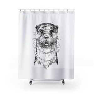 Otter Shower Curtain, Animal Shower Curtains Set, Bath Curtain, Bath Mat, Bathroom Decor, Otter Housewarming Gifts