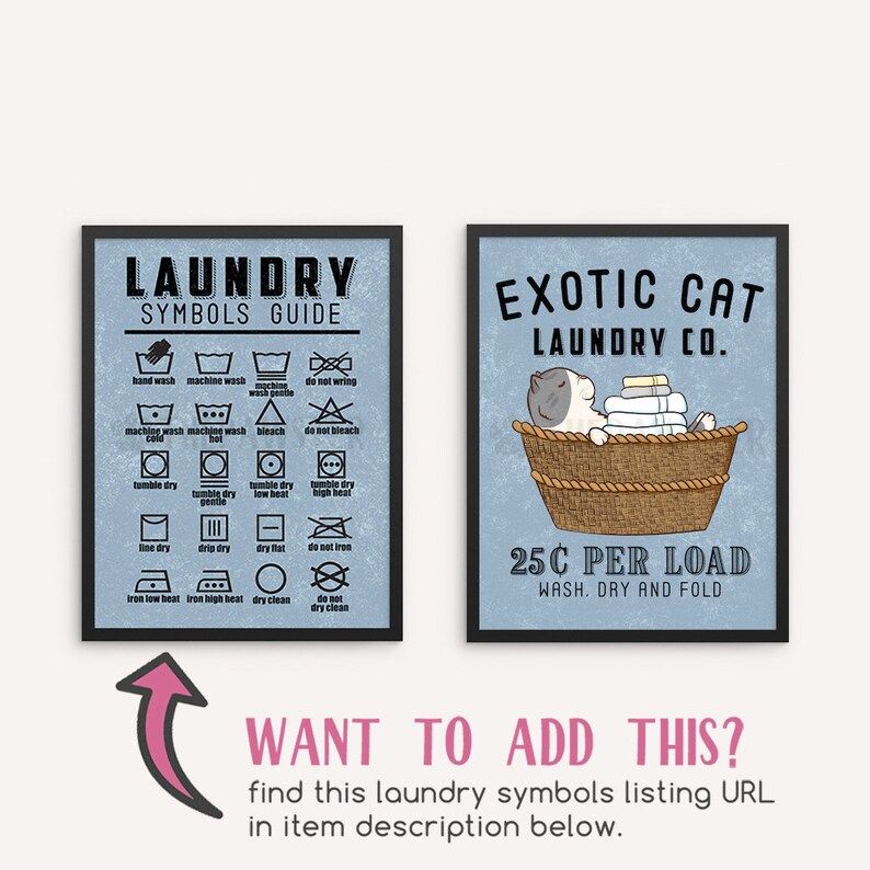 Exotic Cat Laundry Sign Cat Laundry Room Decor Wash Dry Fold Etsy