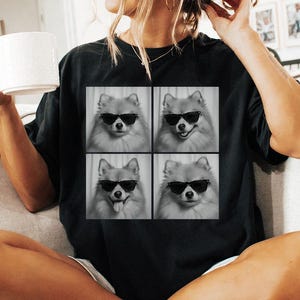 Funny and Cute Comfort Colors shirt for Pomeranian and Photobooth dog lovers! This Pom Dog wearing sunglasses in photo booth art tshirt or sweatshirt is a perfect gift for Pomeranian Mom, Dog Dad and Dog Lover.