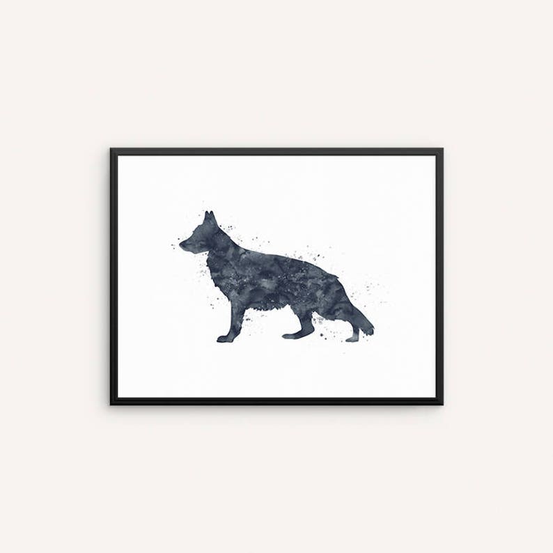 GSD Art Personalized Wall Decor Custom Name Housewarming Gift German Shepherd Watercolor Print Dog Home Decor Watercolor Dog Wall Art
