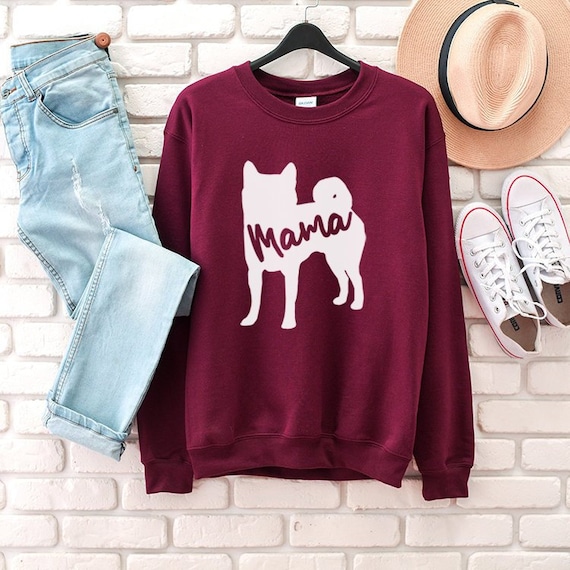Shiba Inu Mama Sweatshirt, Dog Mom Hoodie, Floral Dog Silhouette Crewneck Sweatshirts, Dog Mom Sweater, Shiba Mom Gifts