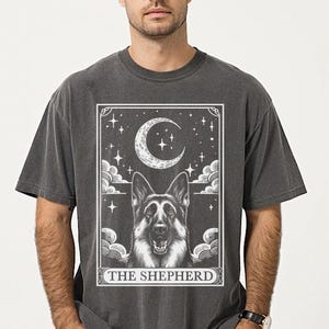 Funny and Cute Comfort Colors shirt for German Shepherd and Tarot Card lovers! This Tarot Card The German Shepherd Dog art tshirt or sweatshirt is a perfect gift for GSD Mom, Alsatian Dad and Dog Lover.
