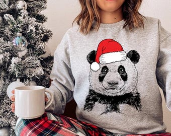 Panda Christmas Sweatshirt, Santa Panda Christmas Shirt, Animal Christmas Sweater, Panda Lover Christmas Gifts