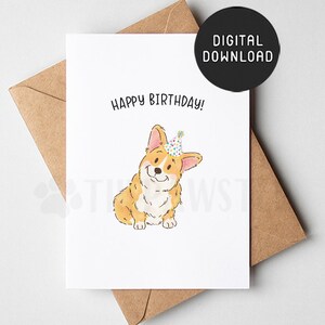 DRUCKBARE Corgis Geburtstagskarte, Happy Birthday Karte vom Hund, Hund Mama Hund Papa Geburtstagskarten vom Hund, Pembroke Welsh Corgis Mama Geschenk