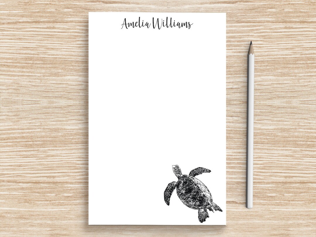 Sea Turtle Notepad, Personalized Sea Turtle Notepad, Custom Stationery ...