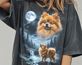 Pomeranian Howling to the Moon Shirt, Funny Pom Dog Comfort Colors Halloween Tshirt, Gifts
