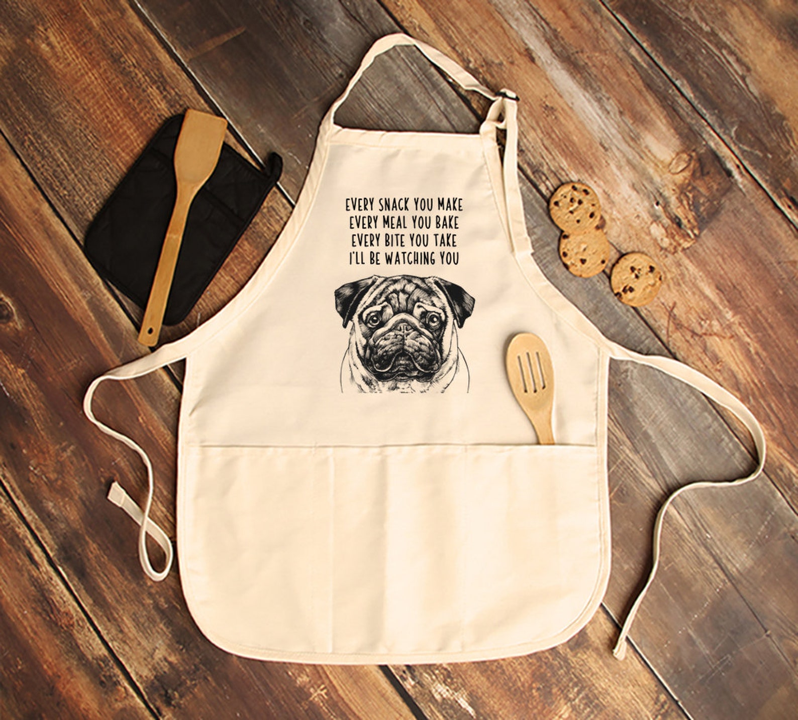 Pug Apron Dog Aprons With Pockets Every Snack You Make Every Etsy