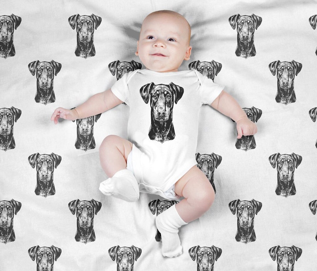 Doberman Baby Blanket Dog Swaddle Blanket Set Newborn Photo Etsy