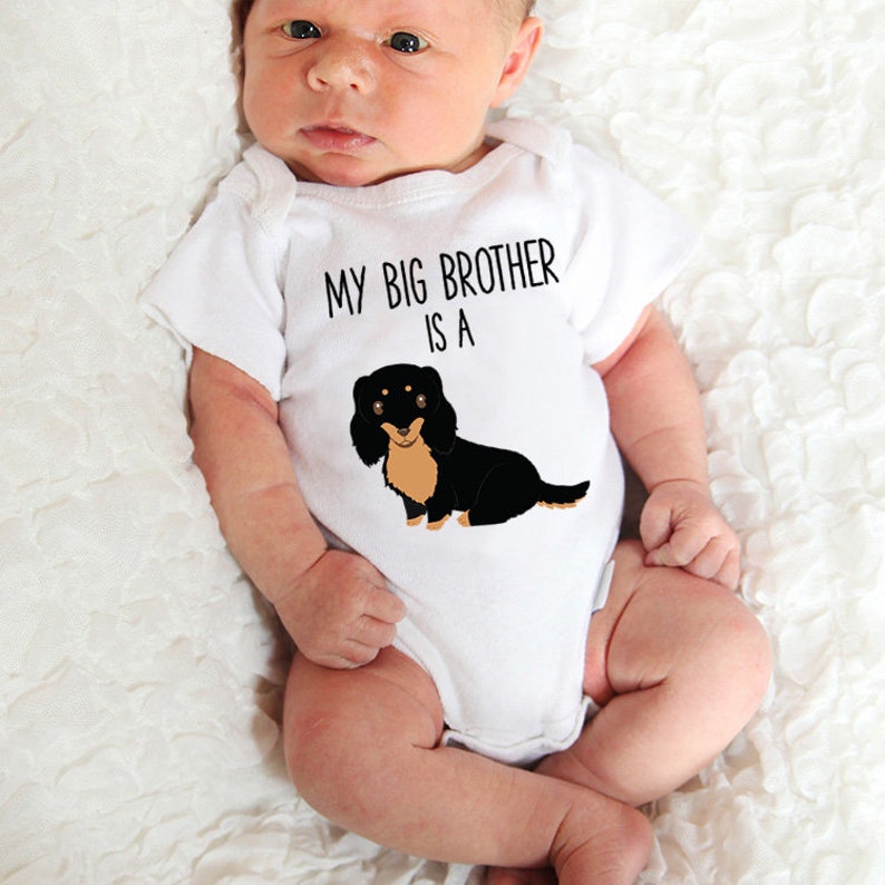My Big Brother Sister Is A Long Haired Dachshund Dog Baby Etsy