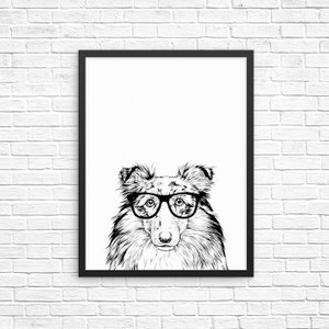 Shetland Sheepdog Wall Art, Sheltie Dog Portrait Print, Farmhouse Sign, Wall Decor, Pet Dog Nursery Decor, Poster, Boy Girl Kids Room Decor