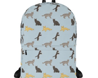 Cat Backpack, Cat Laptop Bag, Women's Travel Backpack, Cute Pattern School Bag, College Backpack, Cat Mom Gift