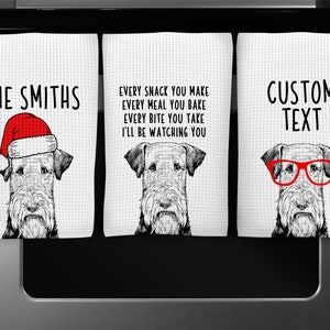 Custom Waffle Weave Towel Airedale Terrier Kitchen Towel Personalized Housewarming Gift Funny Dog Hand Towels Christmas Tea Towel
