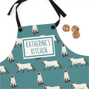 Custom Cat Apron, Siamese Cat Mom Aprons, Cat Lover Personalized Cooking Baking Apron For Women, Men, Kitchen Chef Gifts, Hostess Gift Ideas