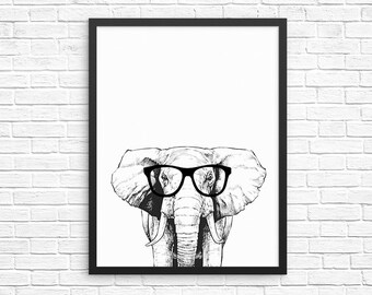 Elephant Wall Art, Elephant Print, Safari Animal Decor, Animal Prints, Sign, Baby Animal Nursery Decor, Poster, Kids Room Decor for Boy Girl