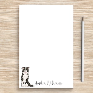 Border Collie Notepad, Personalized Dog Notepad, Dog Stationery, Coworker Veterinarian Graduation Gift, Teacher, Border Collie Mom Gifts