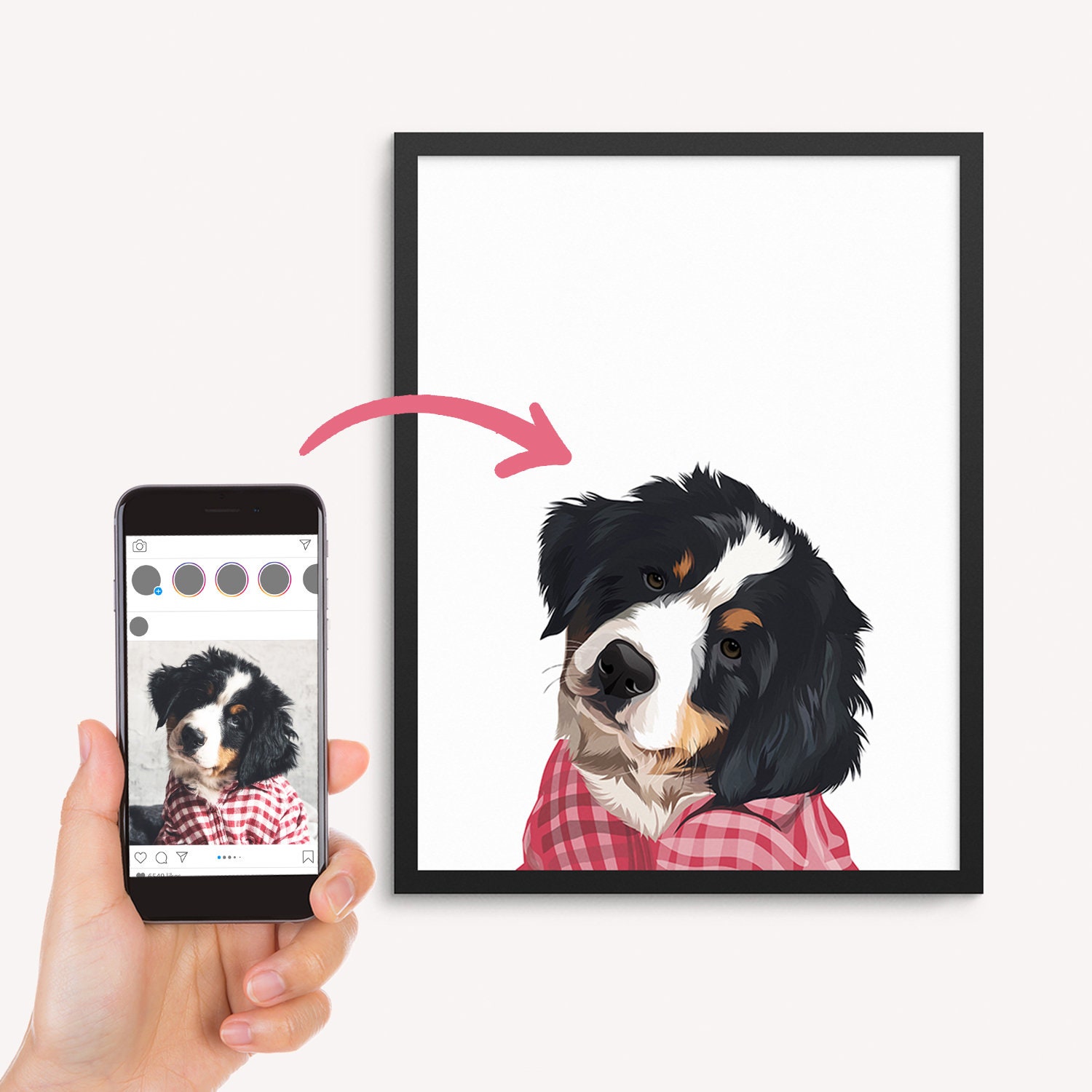 Custom Pet Portrait with Name Canvas Personalized Dog Etsy