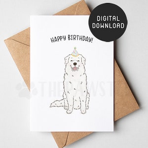 DRUCKBARE große Pyrenäen Geburtstagskarte, alles Gute zum Geburtstagskarte vom Hund, PYR Mama Papa Geburtstagskarten vom Hund Pyrenäen Sennenhund Mama Geschenk