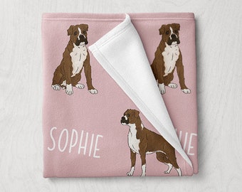 Boxer Blanket, Custom Name Dog Blanket, Personalized Baby Blanket, Custom Pet Blanket, Dog Themed Gifts, Baby Girl Boy Blanket