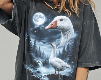 Goose Howling at Moon Shirt, Funny Farm Animal Comfort Colors Halloween Tshirt, Farmhouse Gifts