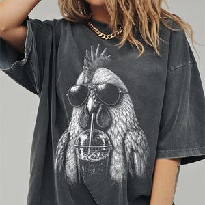 Chicken Drinking Iced Coffee Shirt, Funny Farm Animal Comfort Colors Tshirt, Farmhouse Gifts