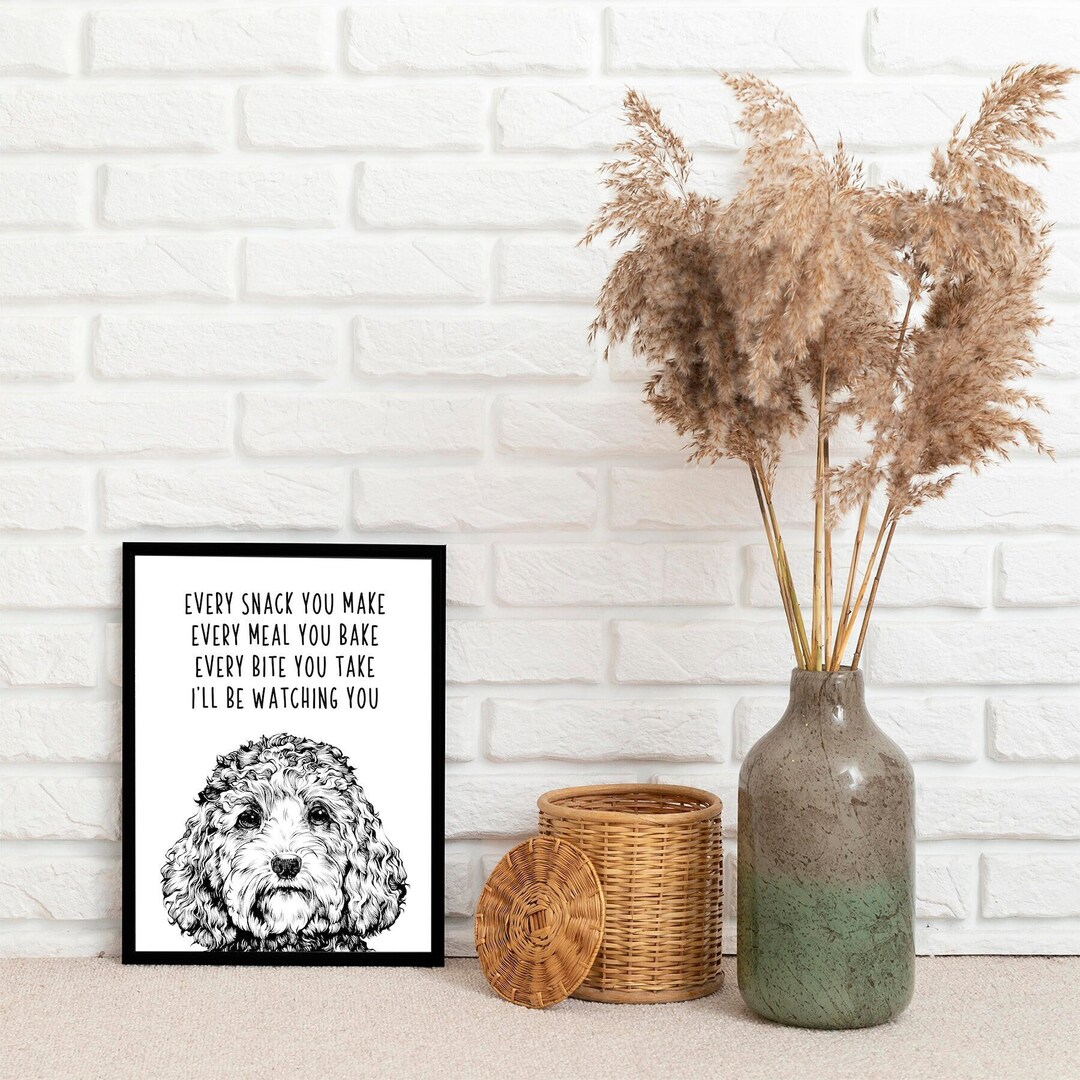 Cockapoo Wall Art, Doodle Dog Kitchen Decor Poster Print, Every Snack ...